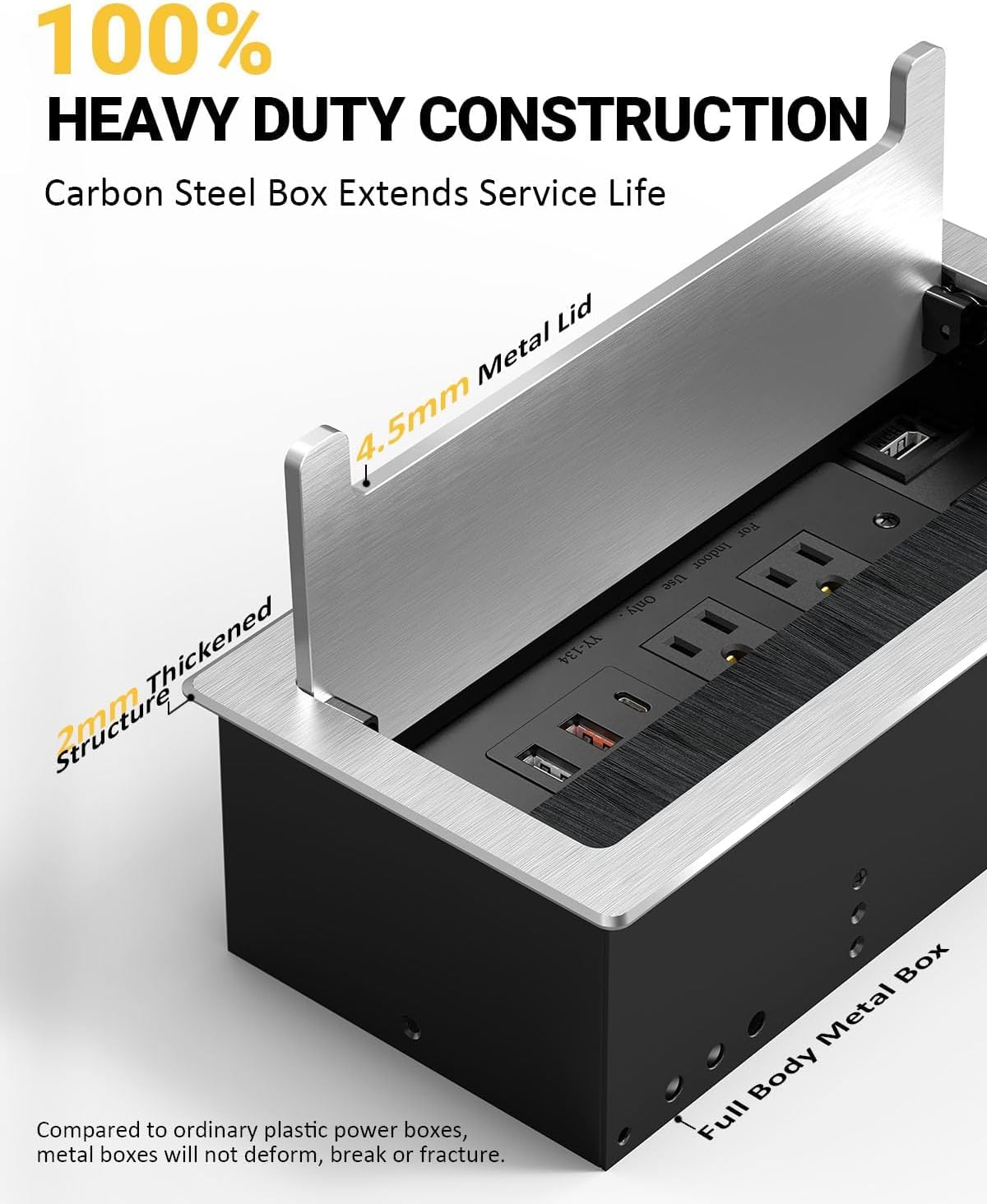 Concentrador mesa conferencias 10ft HDMI USB C 20W metal