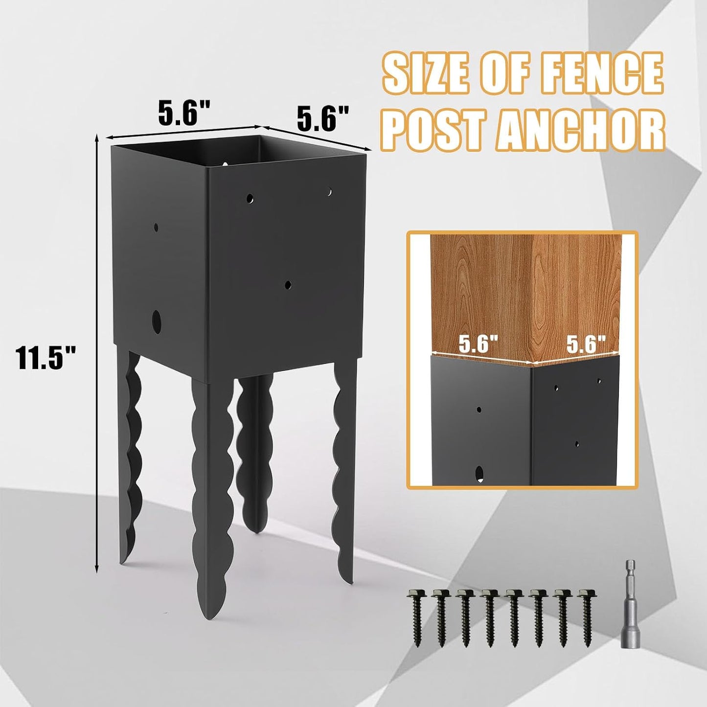 Soporte poste 6x6 pulg 2 pzas con recubrimiento negro para pérgola