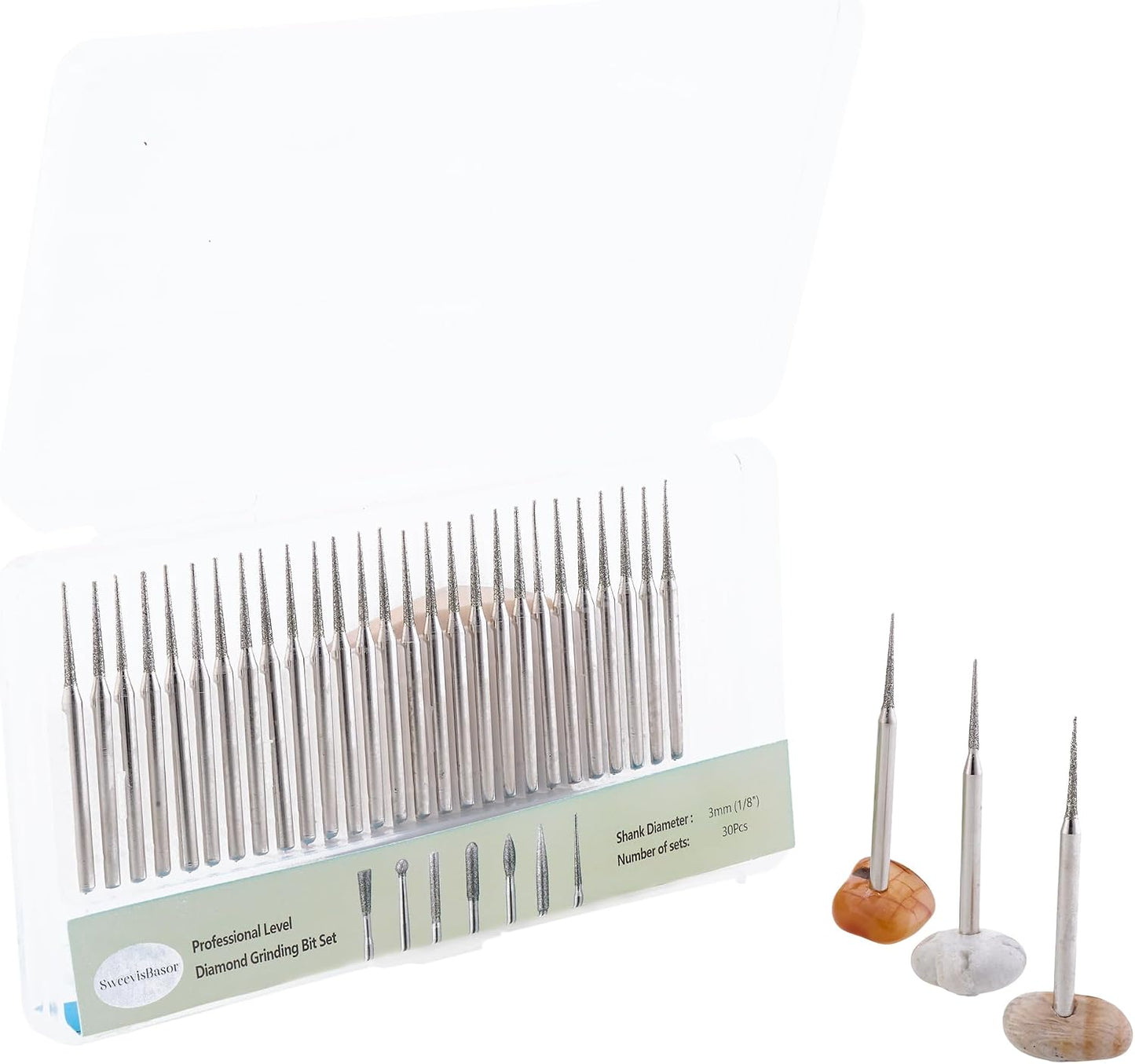 Broca diamante cónica 1/8pulg para Dremel kit 30uds