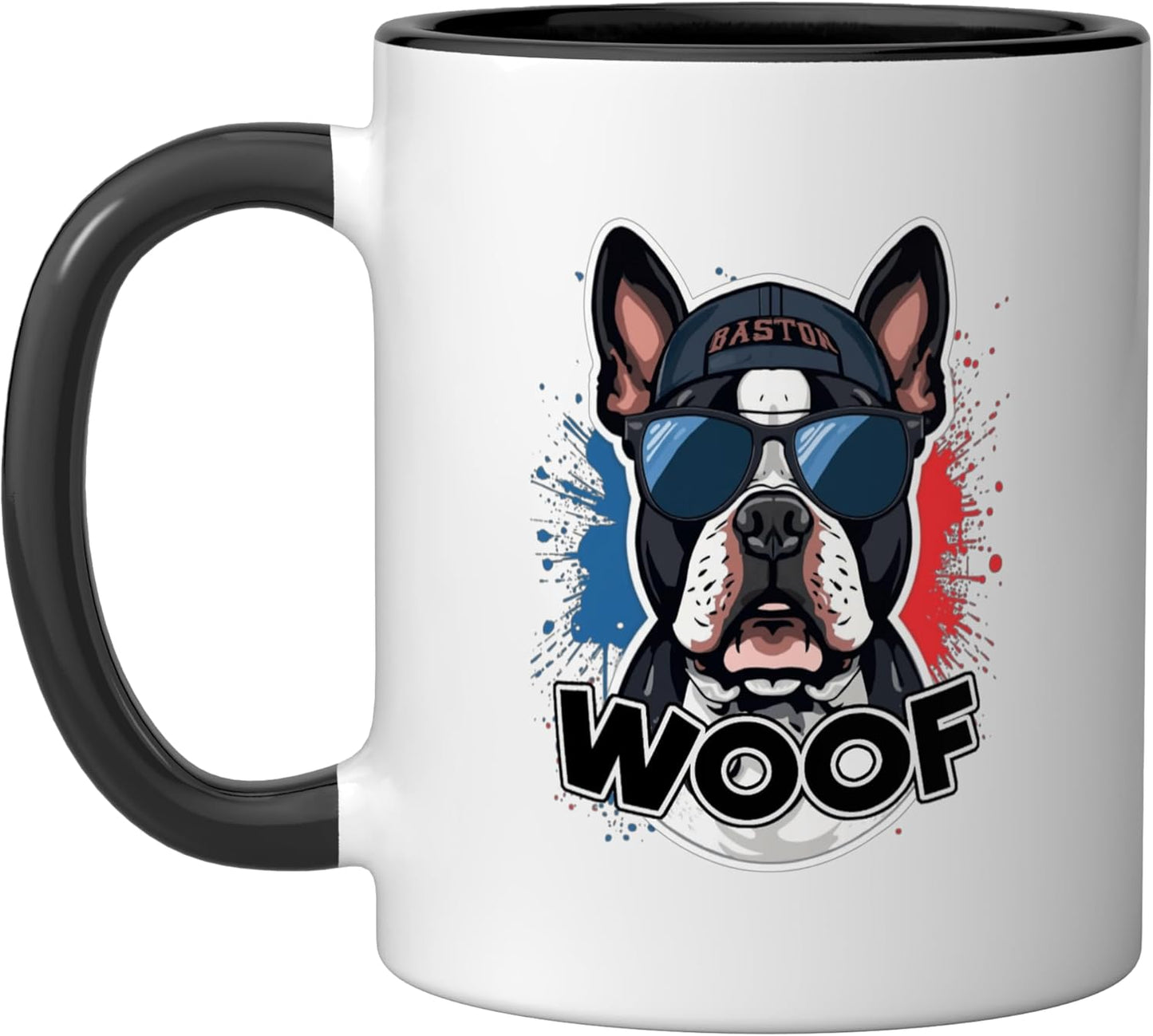 Taza cerámica para perros boston terrier con mensaje sarcástico negro/blanco