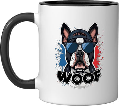 Taza cerámica para perros boston terrier con mensaje sarcástico negro/blanco