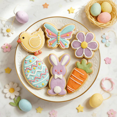 Set 6 Cortadores Galletas Pascua Huevos Conejos Zanahorias