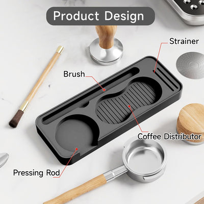 Tapete de silicona para café antideslizante impermeable para baristas negro 9.5 x 3.8