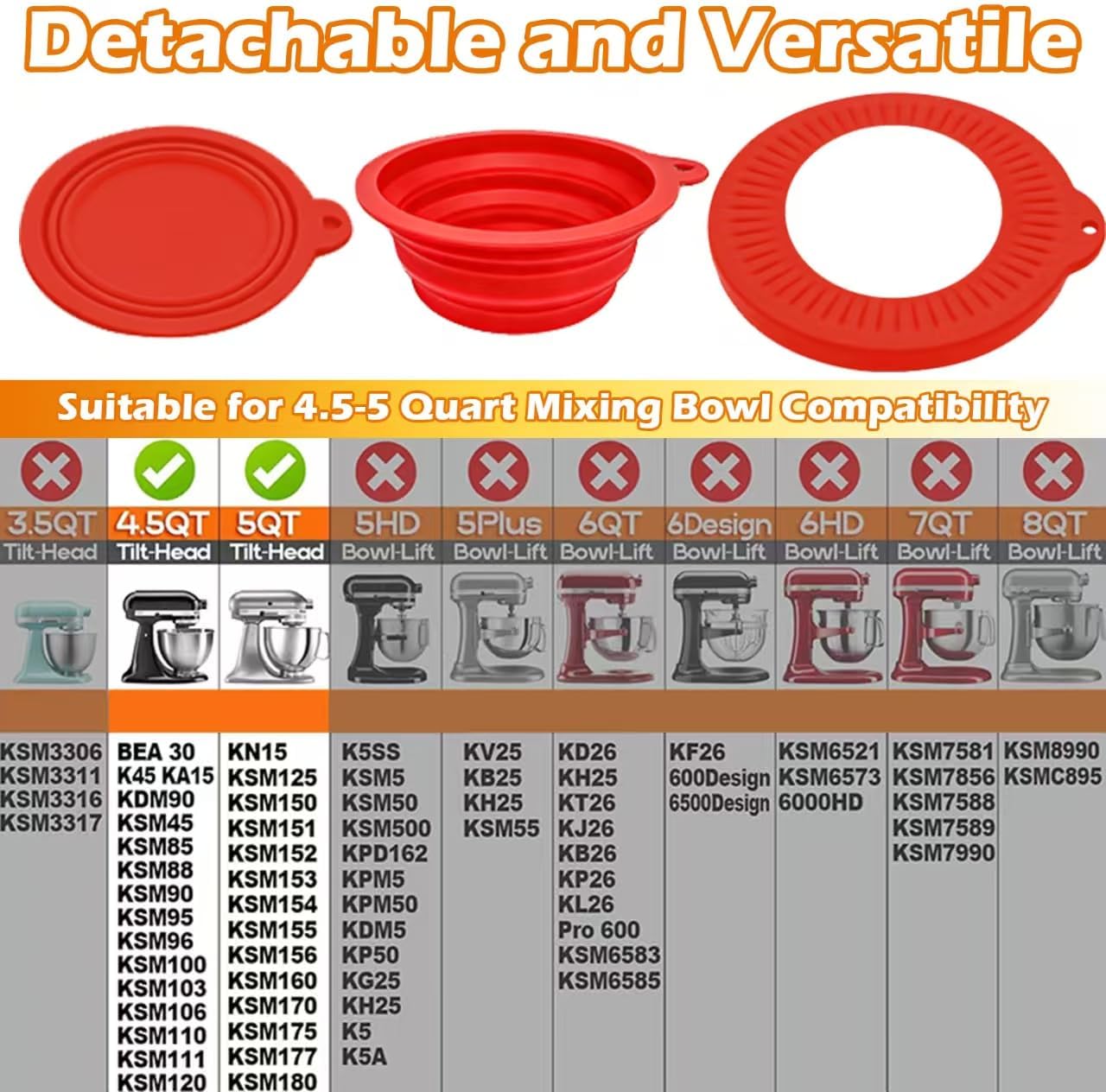 Cubierta tazón plegable comp KitchenAid 4.5-5qt
