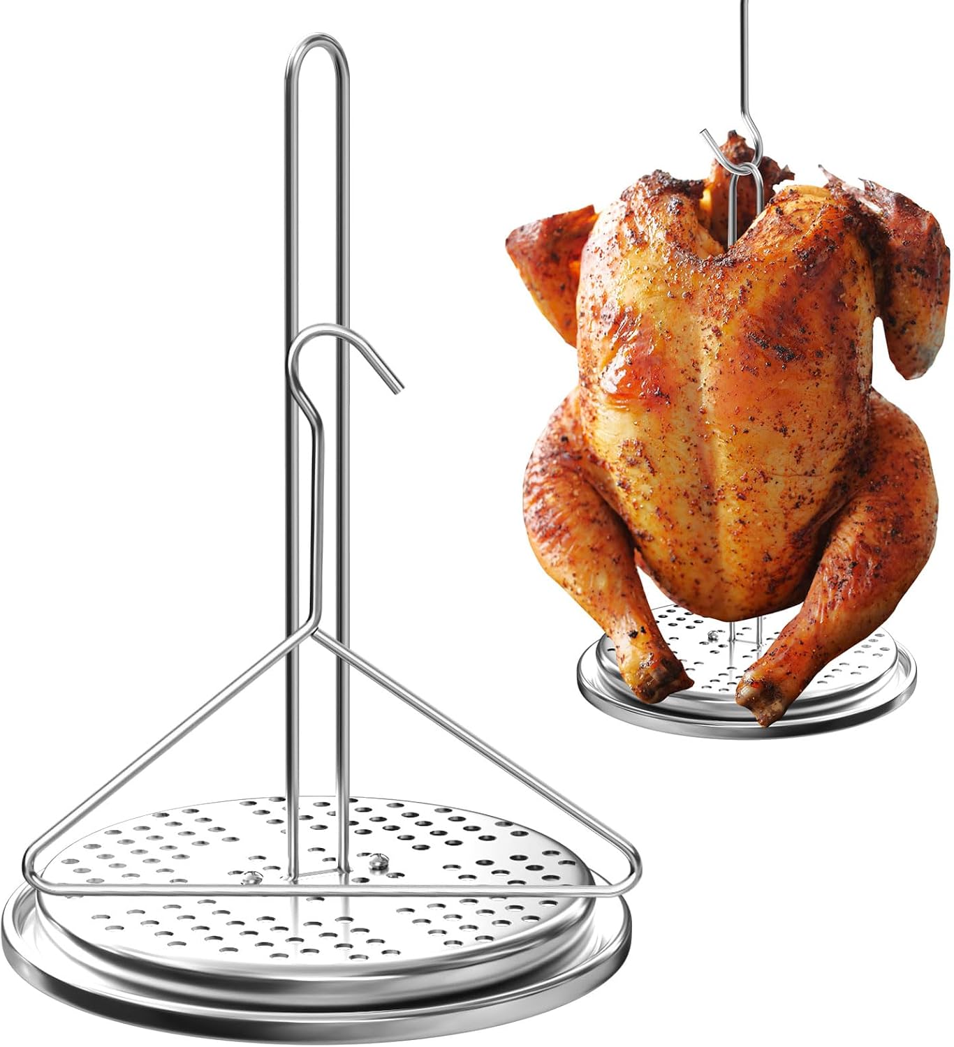 Soporte freidora pavo mango elevador acero inox asador vertical