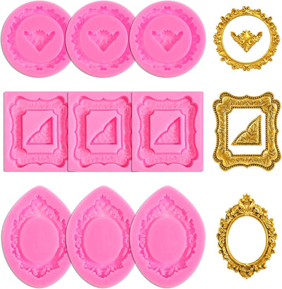 Moldes para marco vintage de silicona rosa para decorar pasteles y cupcakes