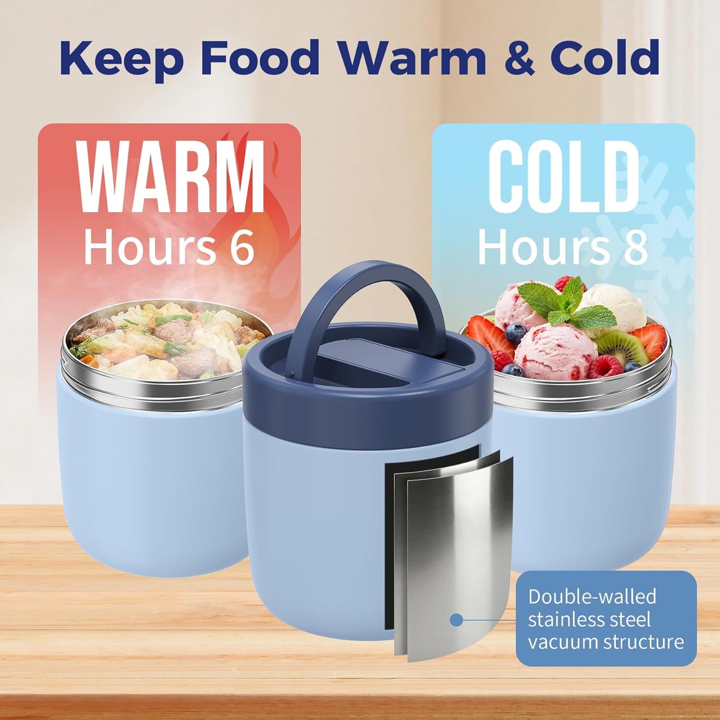 Termo acero inox 40.5oz para sopa con cuchara y asa