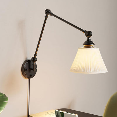2 Pzas Aplique Pared Negro Brazo Oscilante 6.6ft
