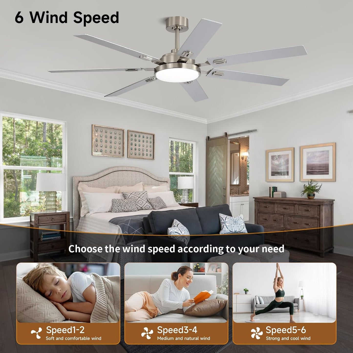 Ventilador techo 64pulg luces control remoto 5CCT 7 cuchillas