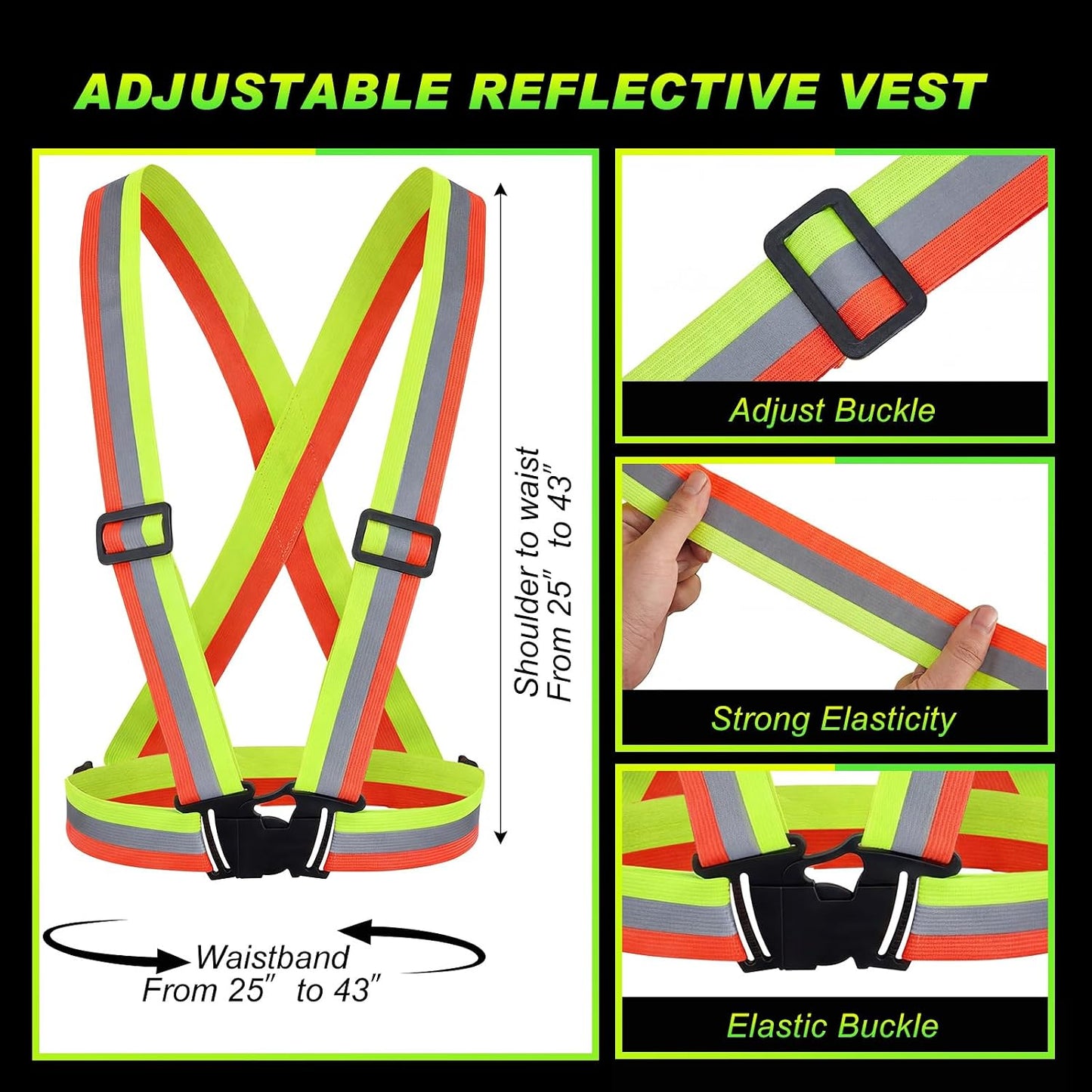 20 Chalecos Reflectantes Alta Visibilidad Correas Ajustables