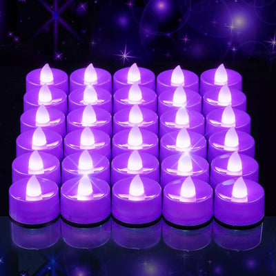 30 Velas Té Sin Llama Parpadeantes Moradas Con Pilas