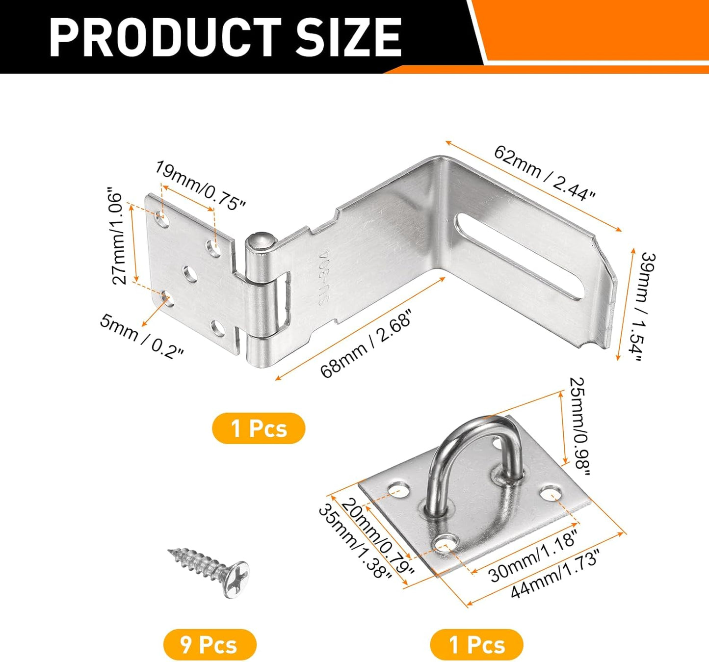 Pestillo cerrojo puerta 5pulg acero inox 90grados