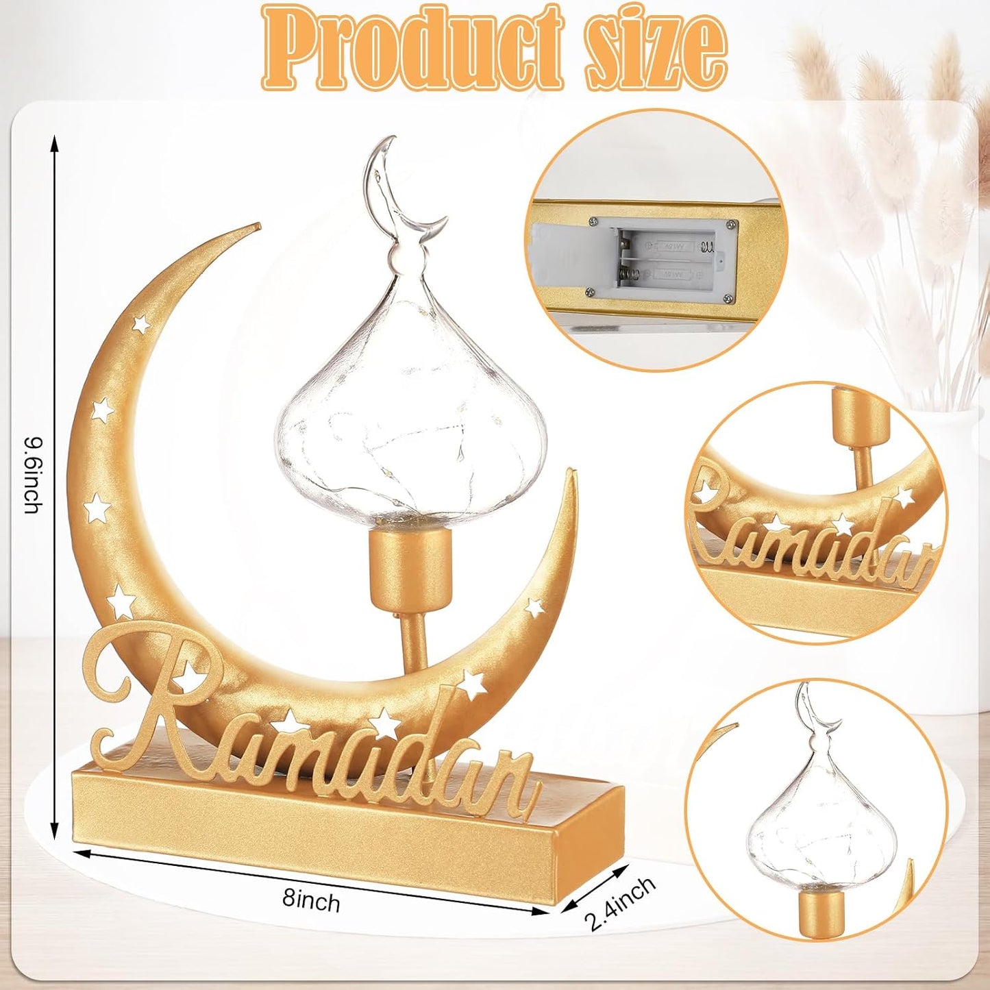 Lámpara LED Ramadán Eid Mubarak Luna Estrella Boho para hogar