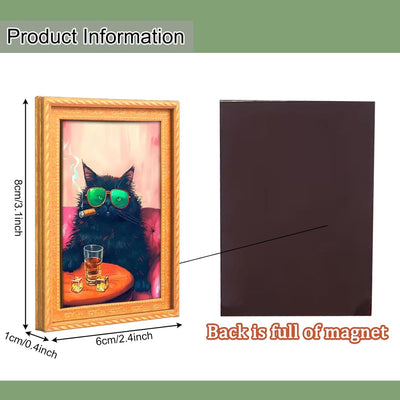 4 marcos de madera 3D con imanes de gato retro para nevera y hogar