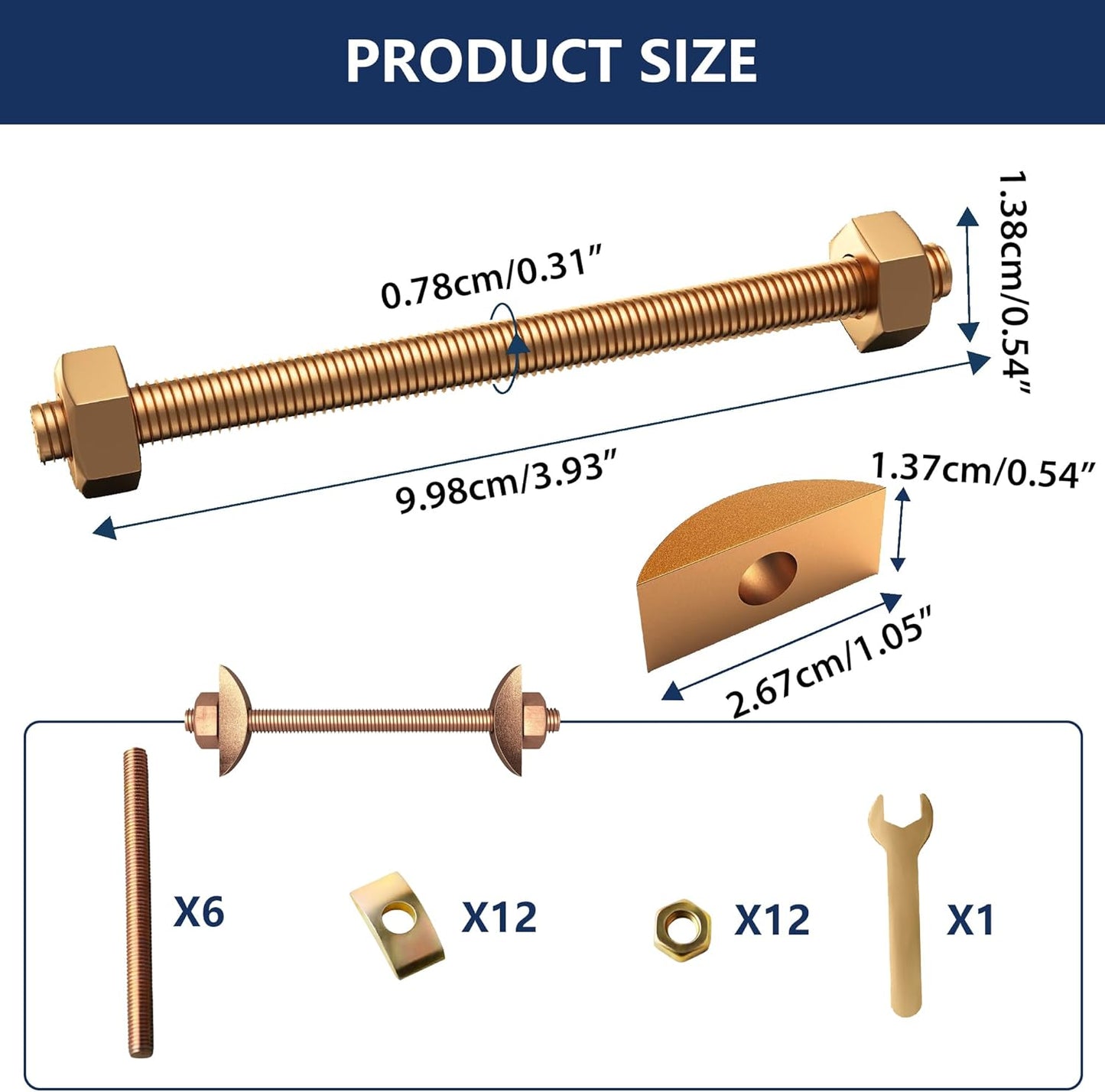 Conectores para muebles M8x100mm 6 Pzas Fijación Pesada