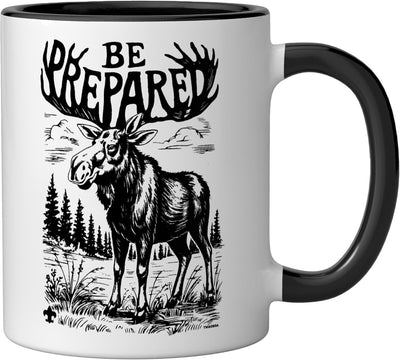 Taza de cerámica vintage Scouting America con diseño de alce en negro y blanco