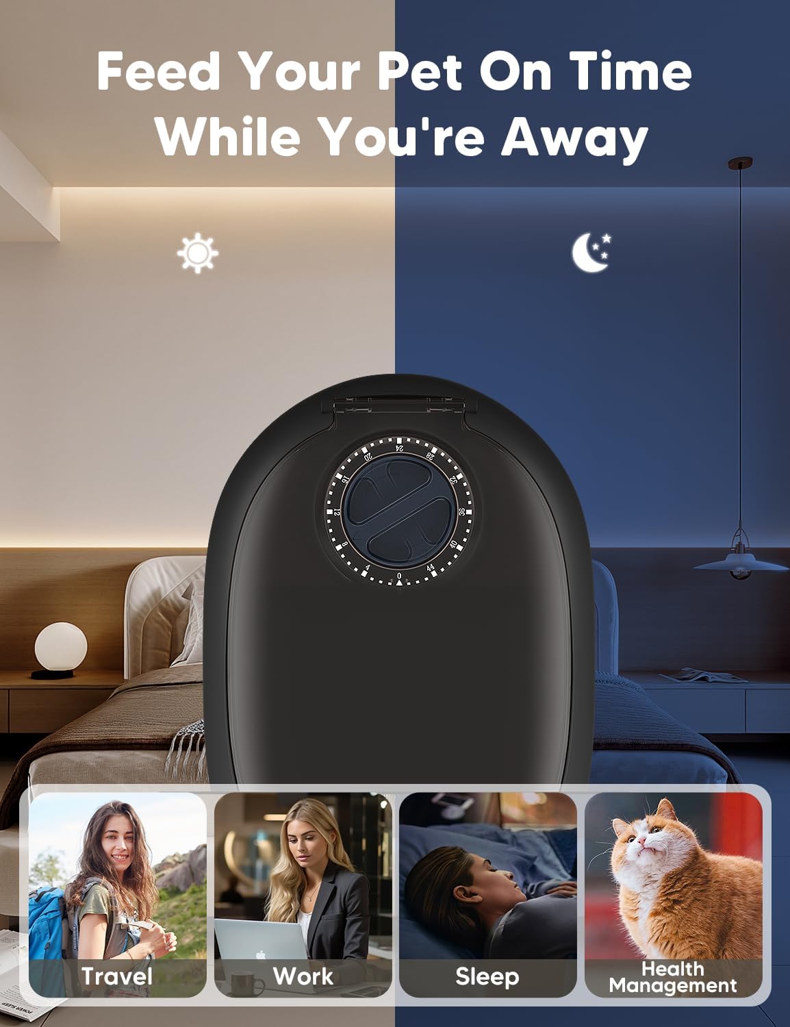 Comedero automático para gatos y perros con dispensador 48h