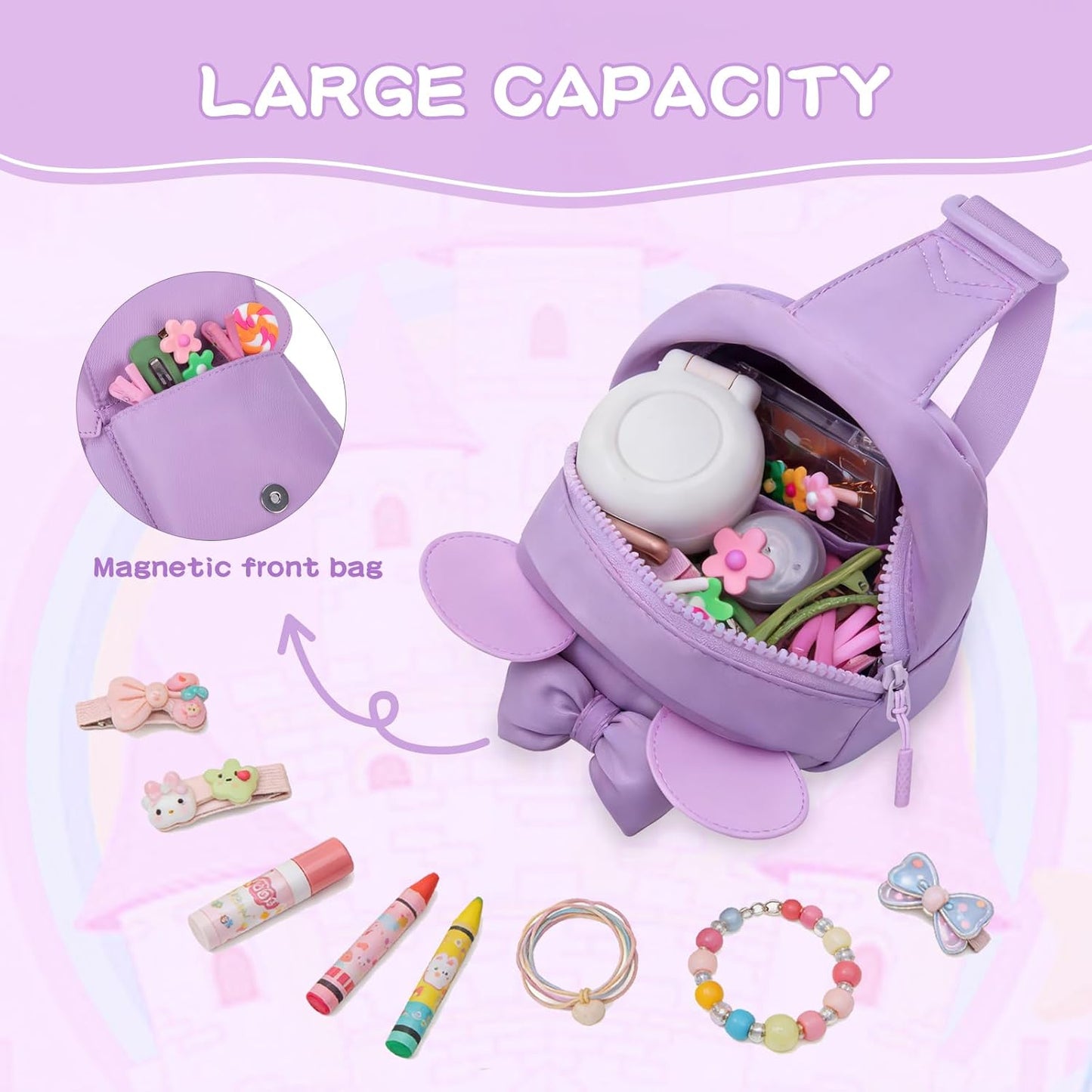 Bolsa cruzada con inicial para niña Lavanda