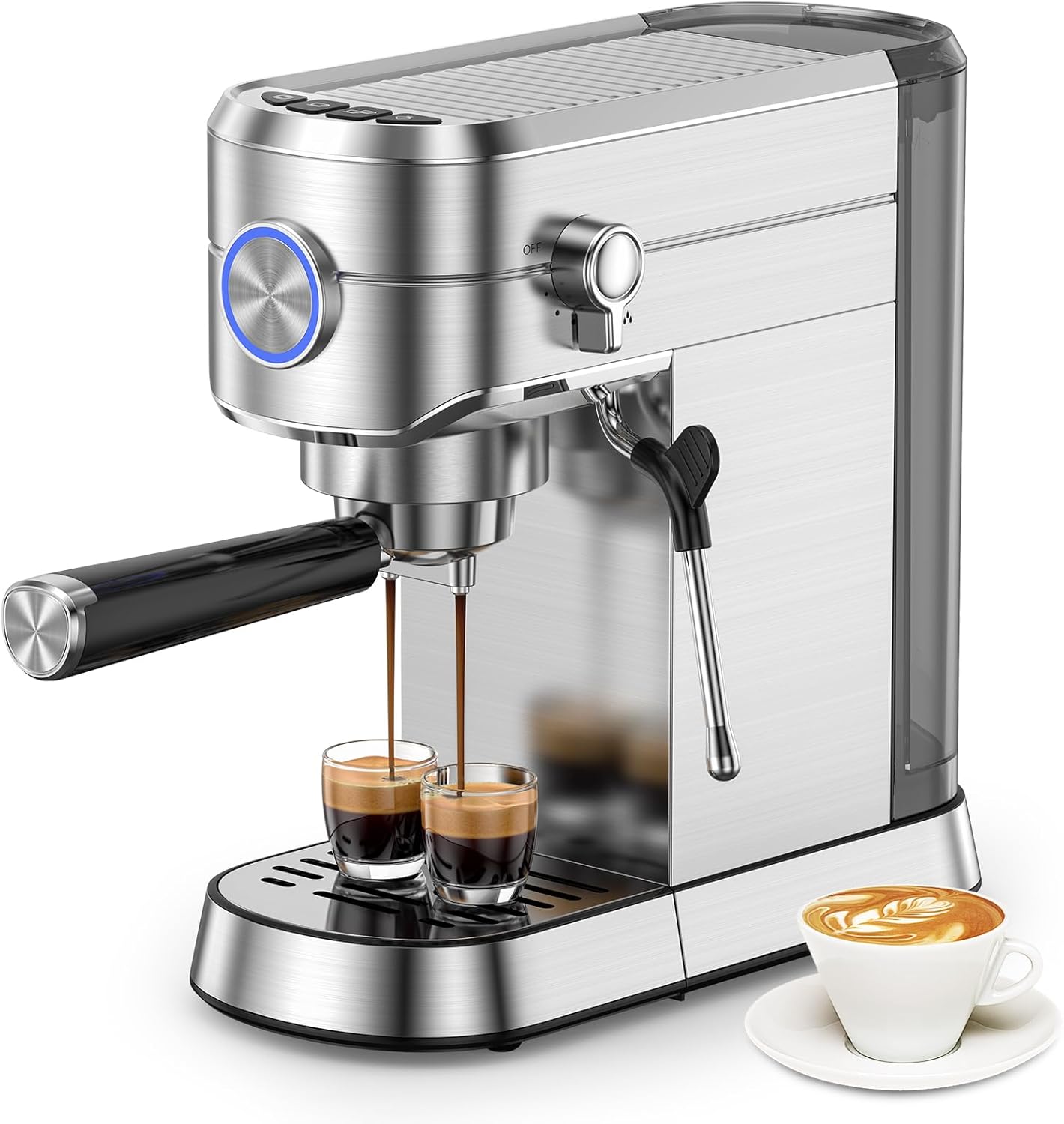 Cafetera Espresso 20 Bar Acero Inox con Espumador Leche