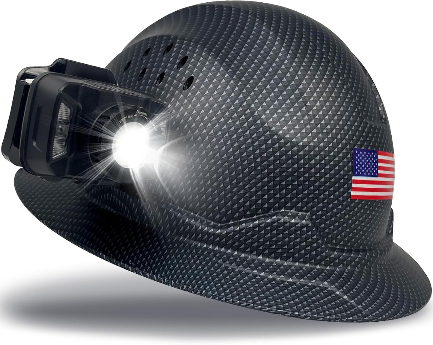 Casco seguridad industrial con faros ventilación ajustable