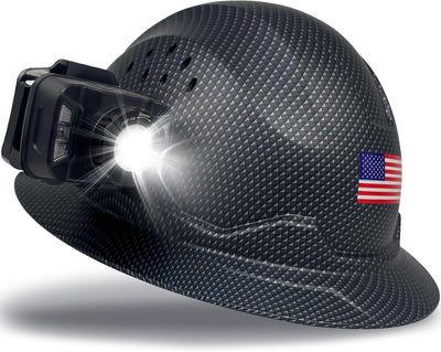 Casco seguridad industrial con faros ventilación ajustable