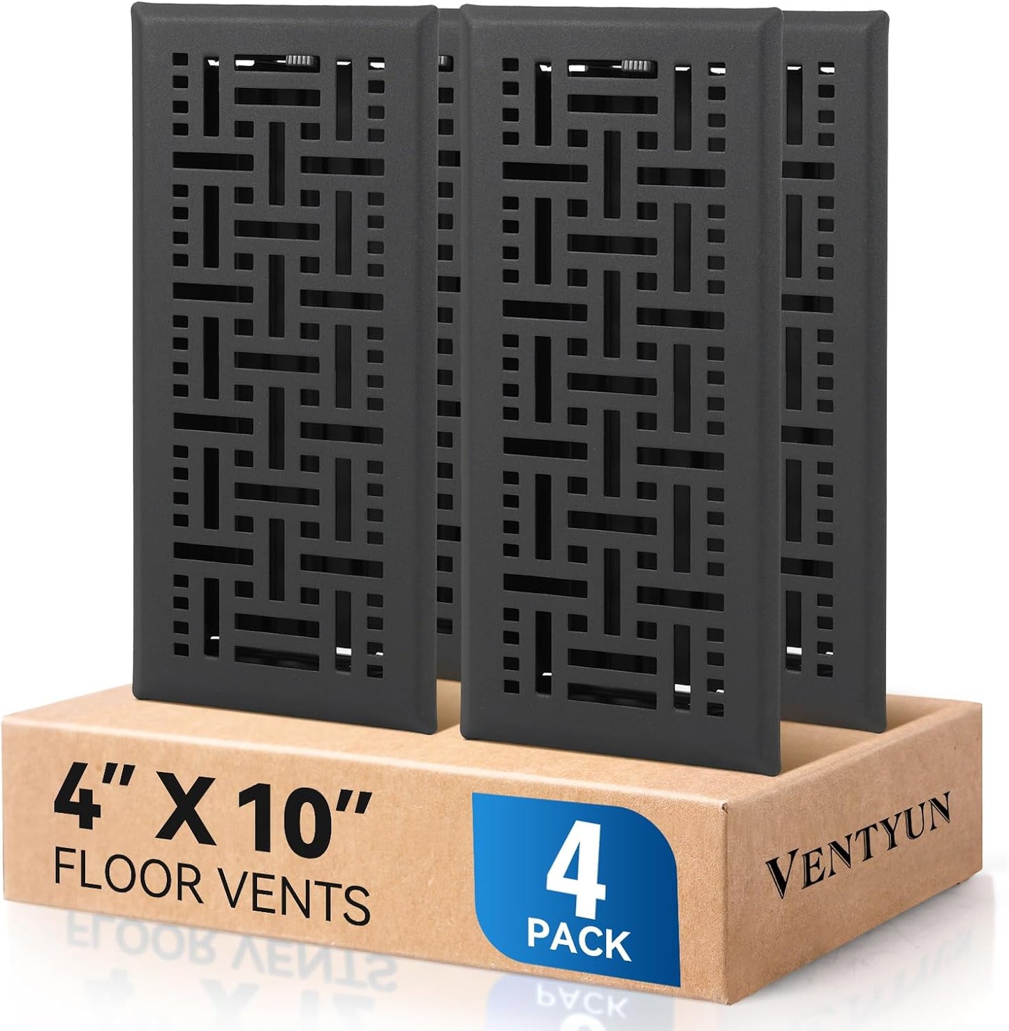 Registro piso galvanizado 4x10 pulg pack 4 negro mate