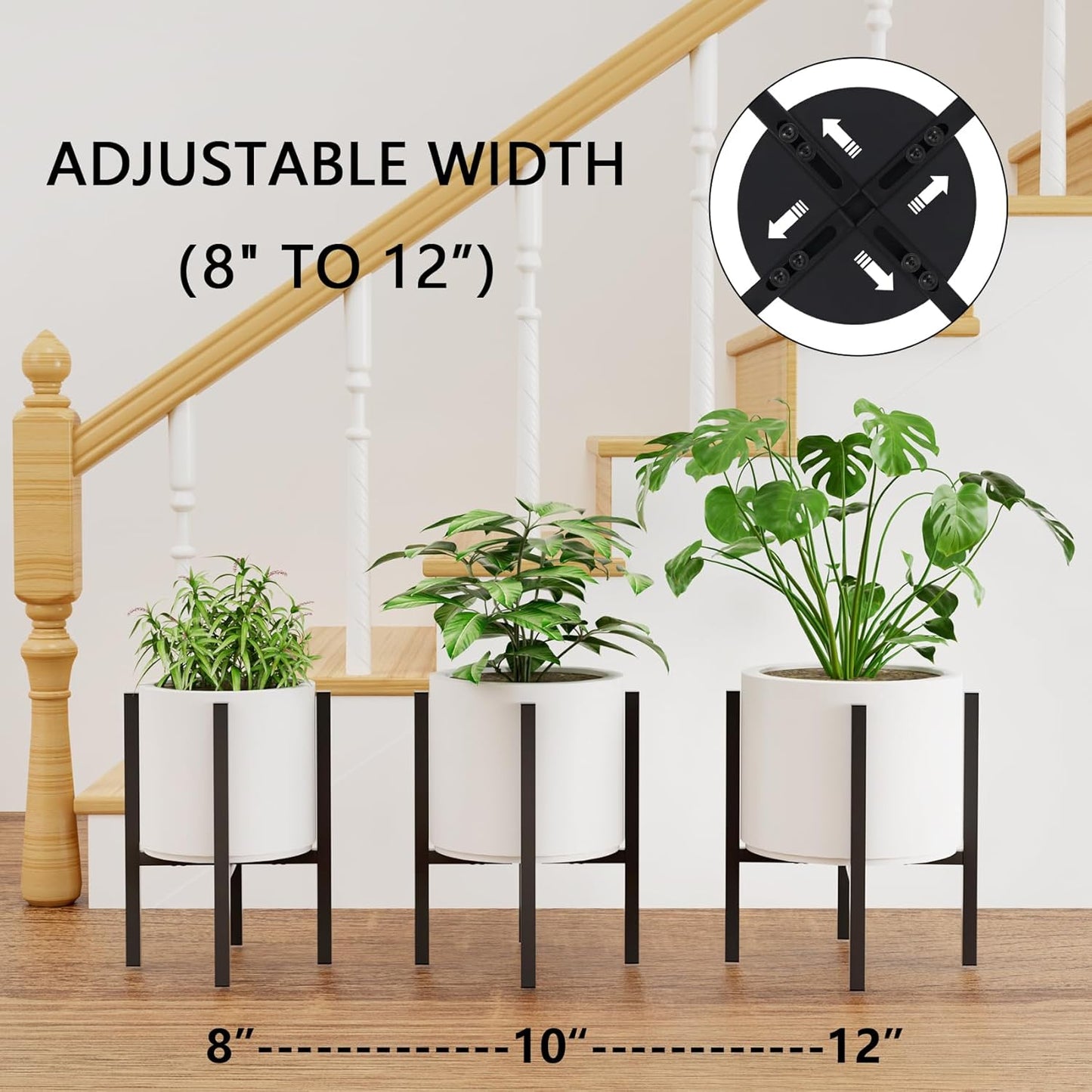 Soporte metal ajustable para macetas 8-12pulg moderno