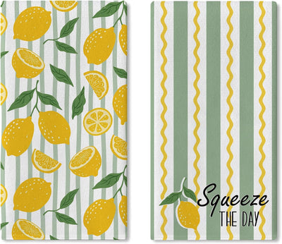 Paños de cocina de limón rayas onduladas 18x26 pulg