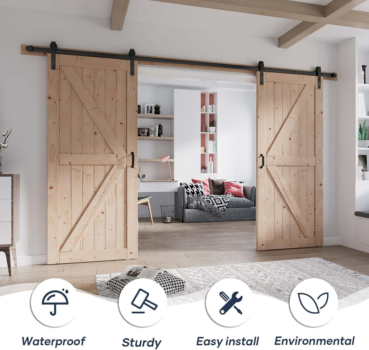 Puerta granero doble 36x80 madera con herrajes