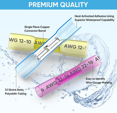 Kit 100 conectores termorretráctiles AWG 16-14 azul