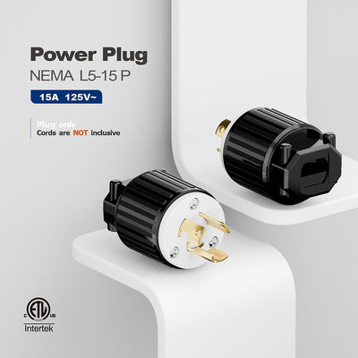 Conector NEMA L5-15P 15A 125V para generadores negro/blanco