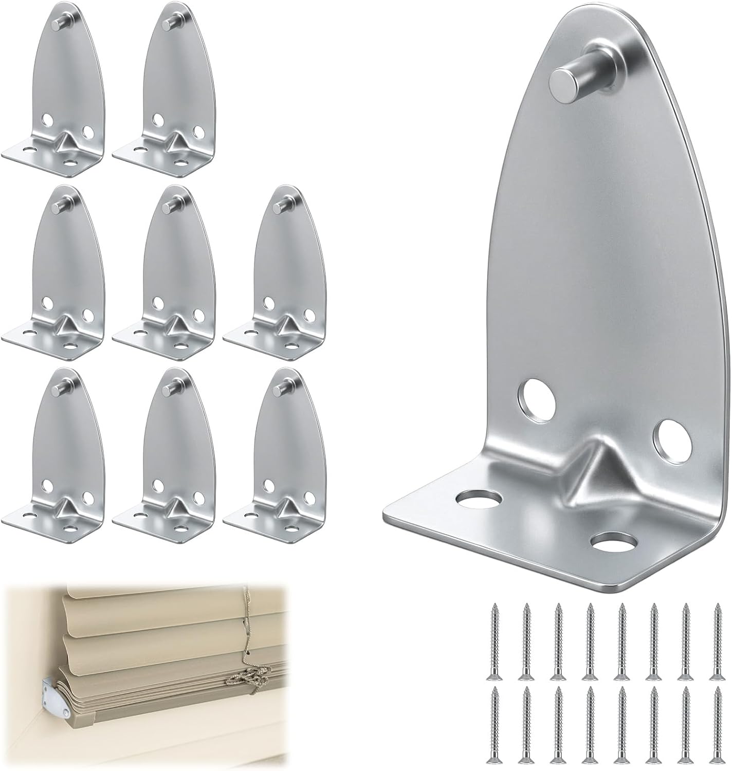 8 Pzas Soportes Acero Inox para Ventanas y Puertas con Tornillos