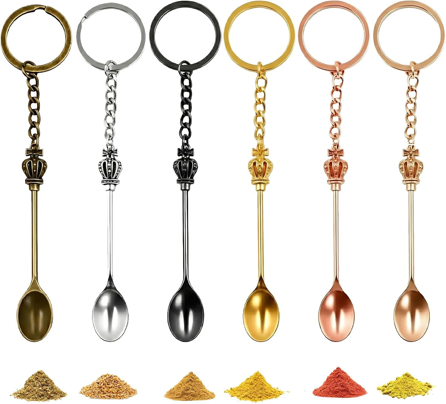 Set 6 cucharas medidoras metal para sal y especias multicolor