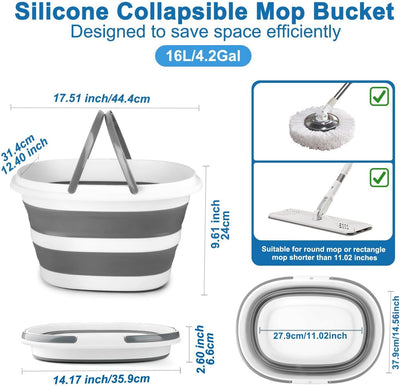 Cubo trapeador plegable 16L silicona para limpieza