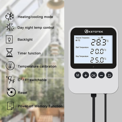 Enchufe termostato reptil 120V con sonda 9.8ft