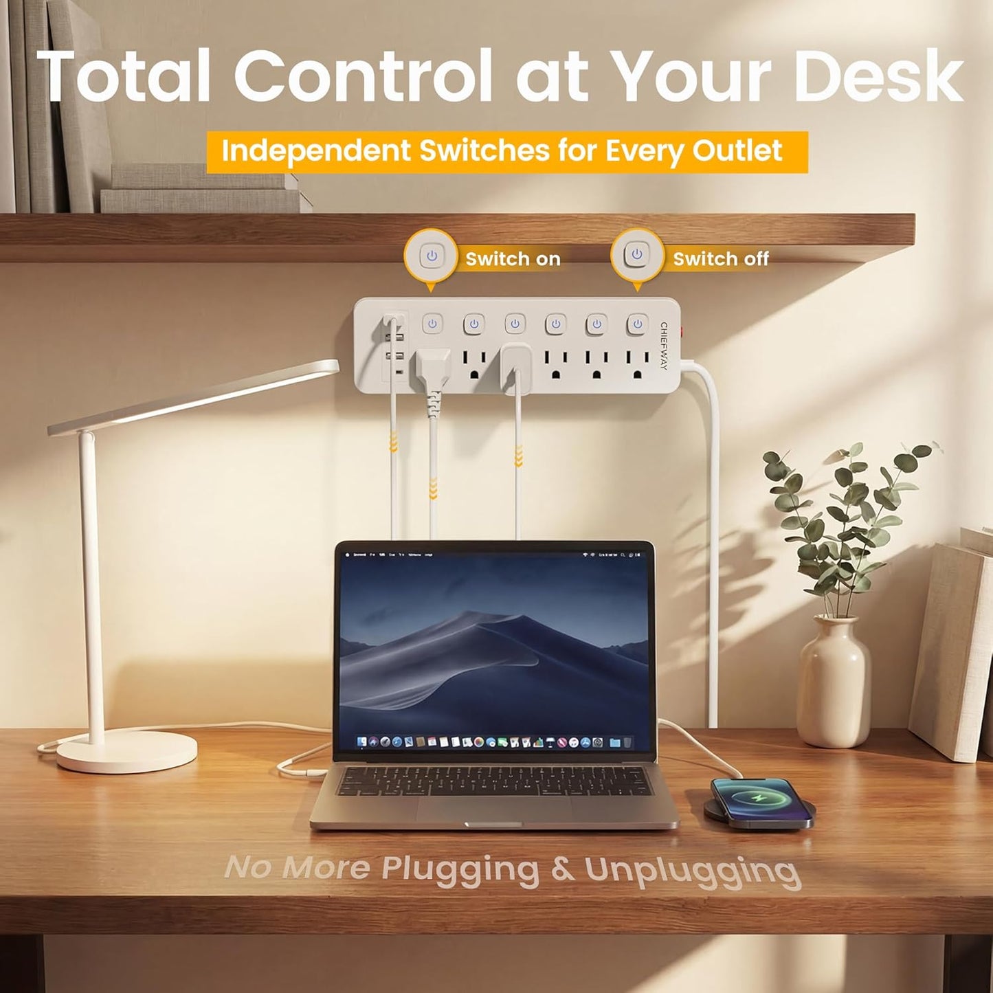 Regleta extensión 6ft 6salidas 4USB incluye USB-C