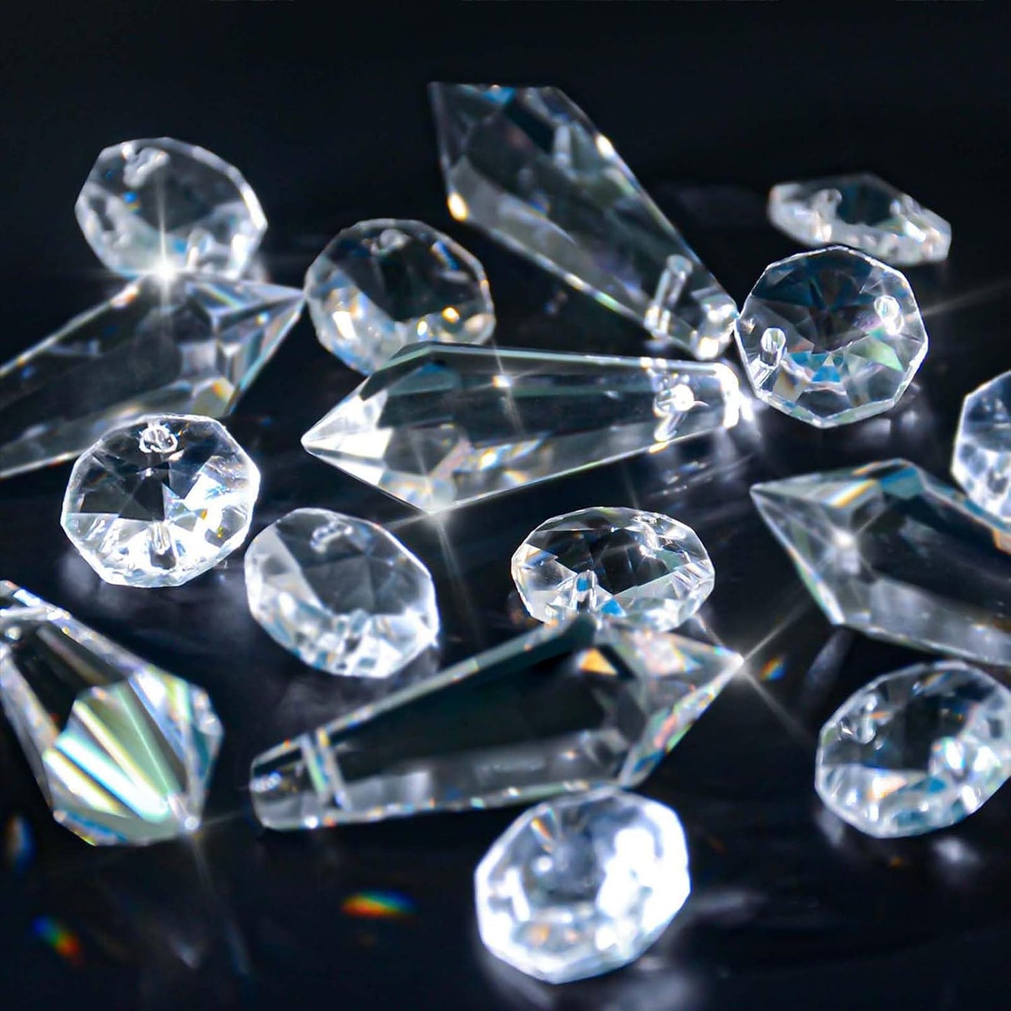 Gotas cristal transparente 2.4pulg colgantes para candelabros