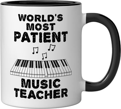Taza de cerámica para profesor de piano divertido negro/blanco