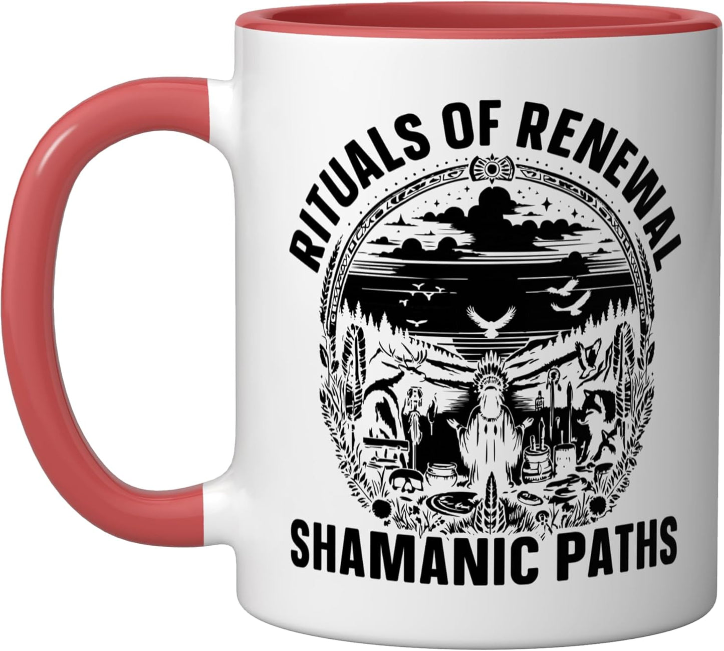 Taza Cerámica Meditación Espiritual Roja/Blanca