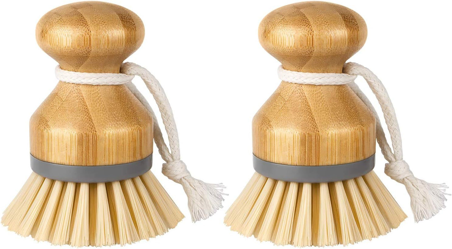 Cepillo palma bambú para platos fregadero set 2