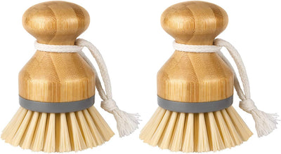 Cepillo palma bambú para platos fregadero set 2