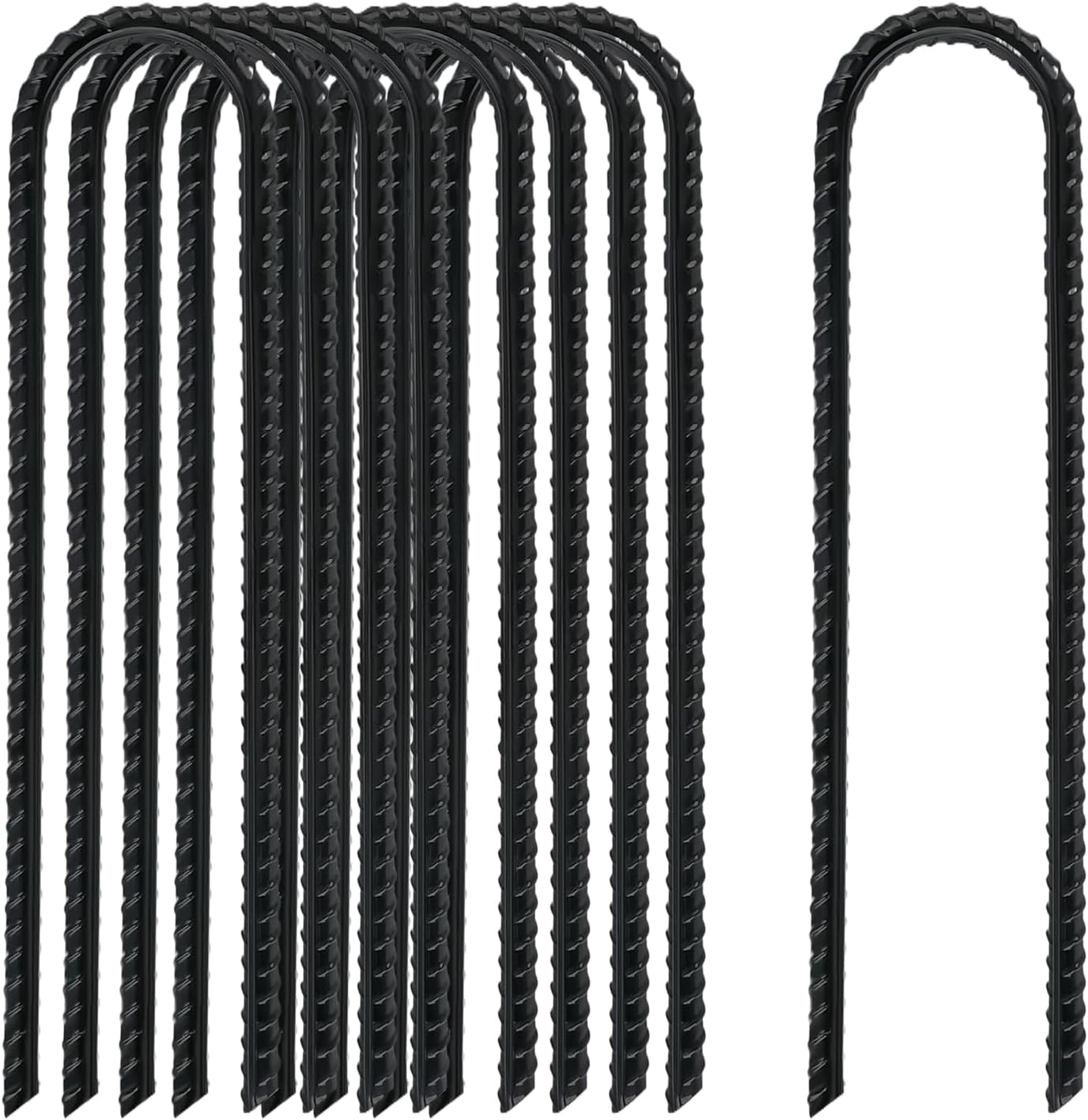 Estacas metal 8pulg resistentes con gancho U pack 10