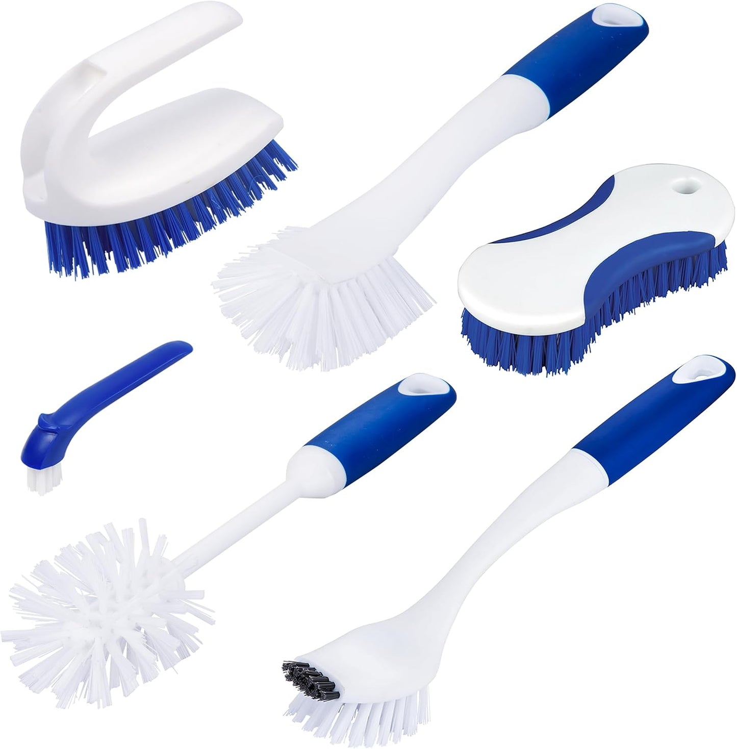 Juego cepillos cocina con mango ergonómico azul blanco