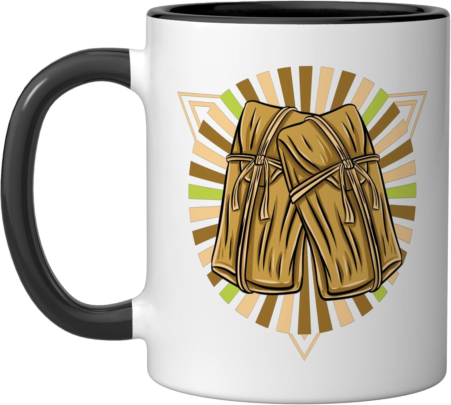 Taza cerámica vintage para tamal mexicano negro/blanco
