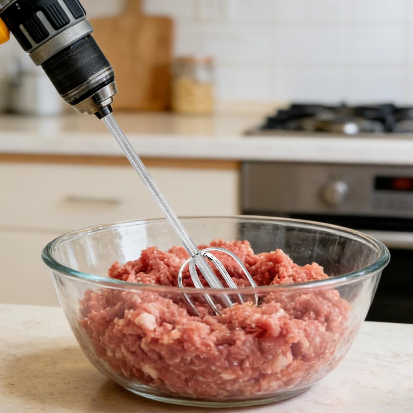 Picadora carne batidor huevos acero inox 304 para taladro