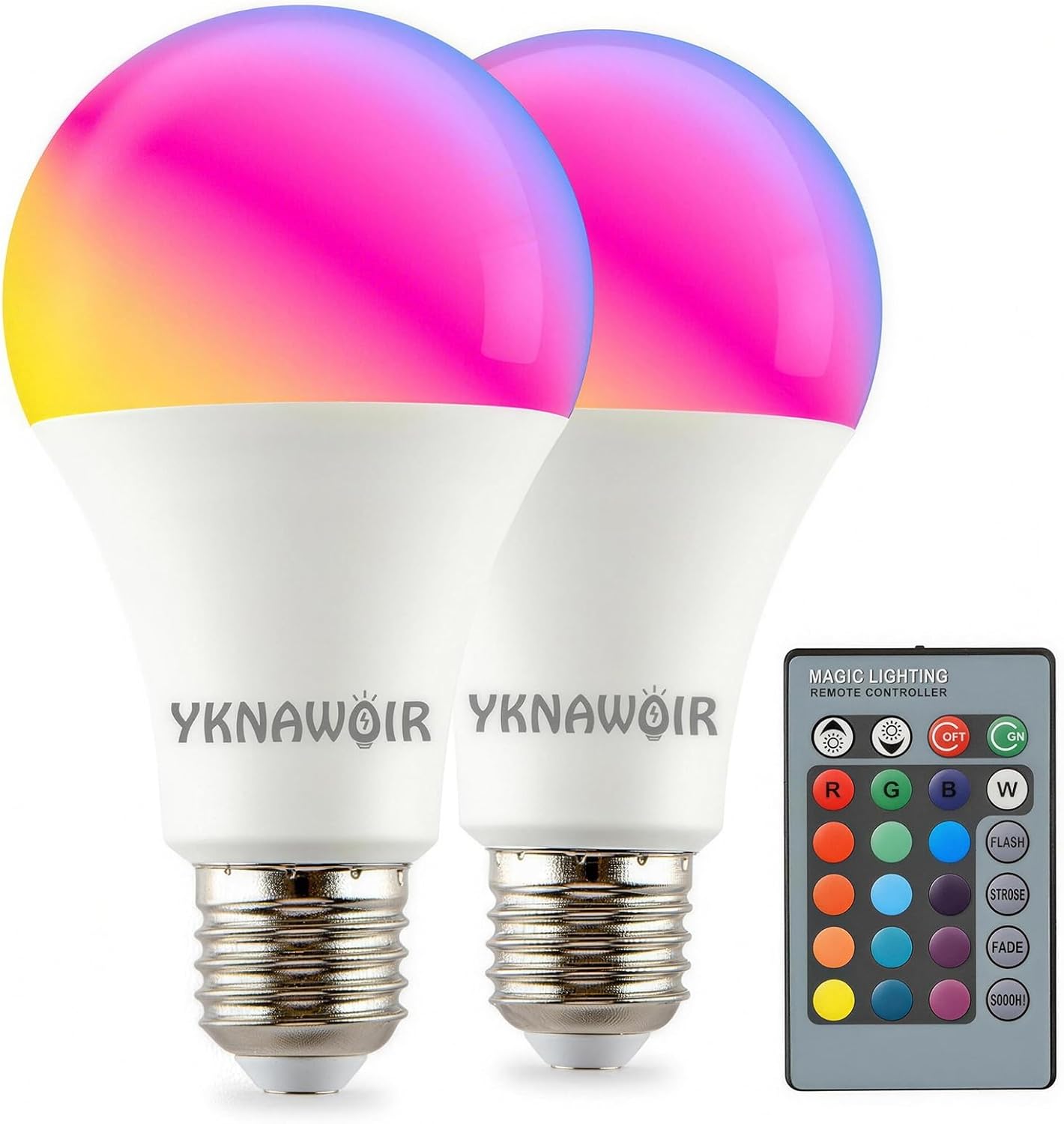 Bombillas RGB LED blanco 9W 6500K E26 con control remoto