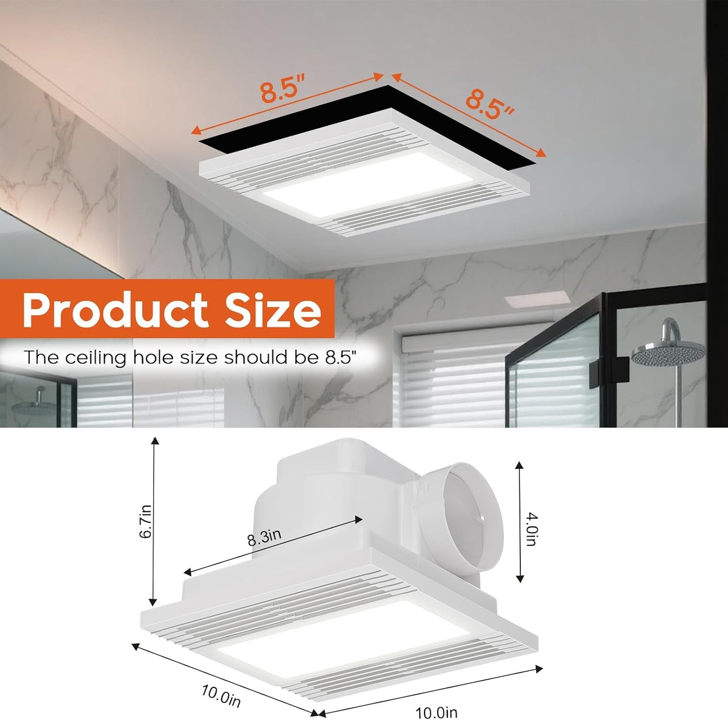 Extractor baño silencioso 10pulg luz LED 145CFM