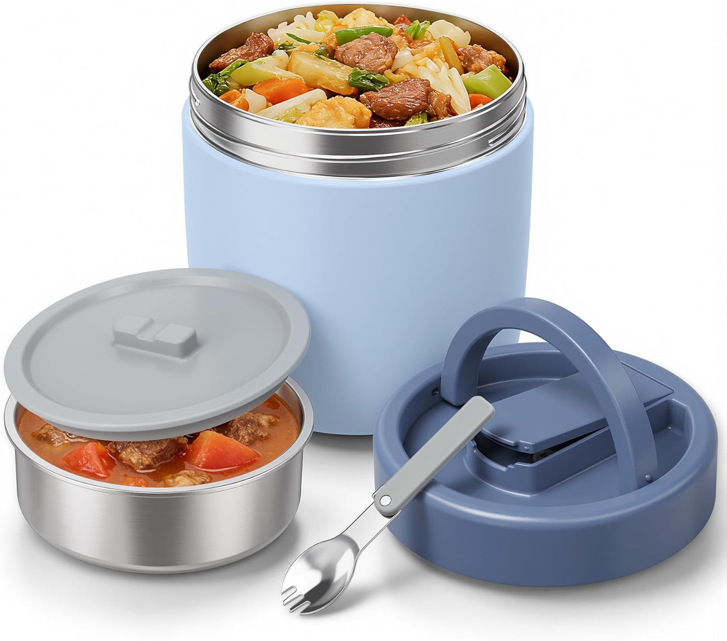 Termo acero inox 40.5oz para sopa con cuchara y asa