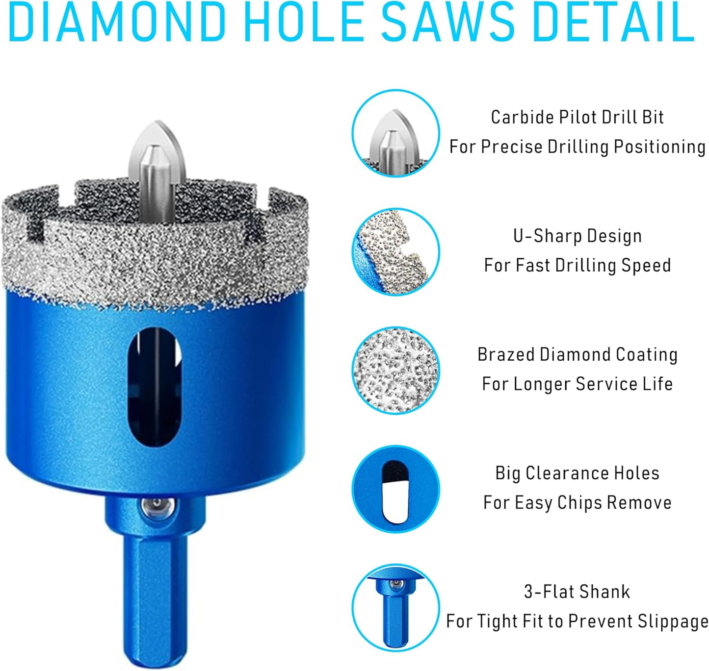 Sierra perforadora diamante 1pulg con broca guia