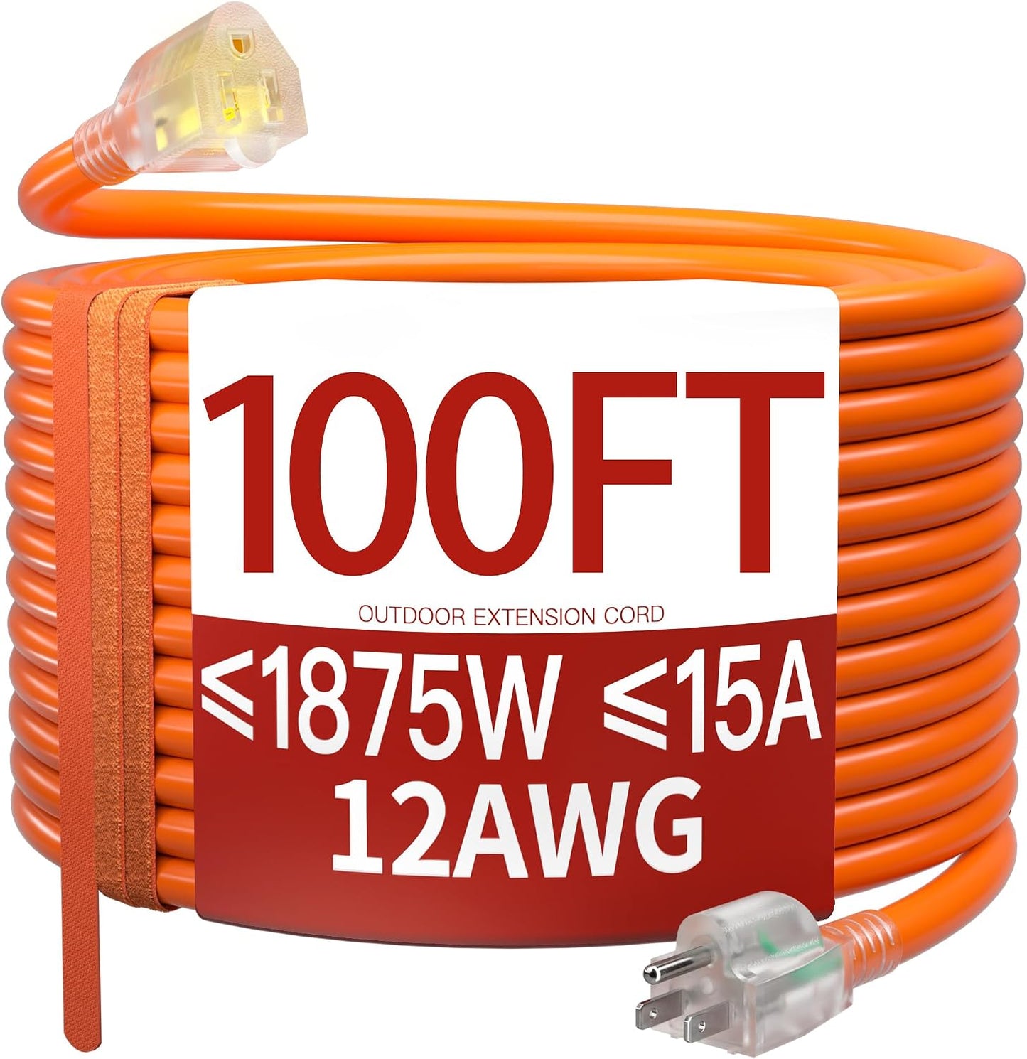 Cable extensión 100ft exterior ignífugo 3 clavijas naranja 15A